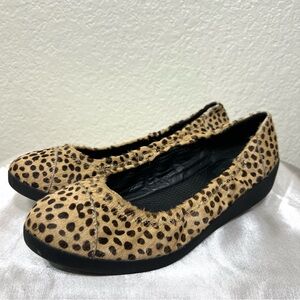Fitflop Spotted Animal Print Ballet Flats Calf Hair Size 8.5